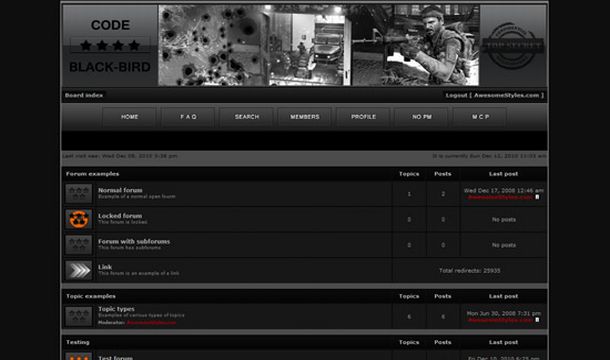 Phpbb Games Black Style Theme Template