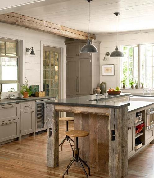 wood plank kitchen tables Barn Beam Kitchen Island | 496 x 573