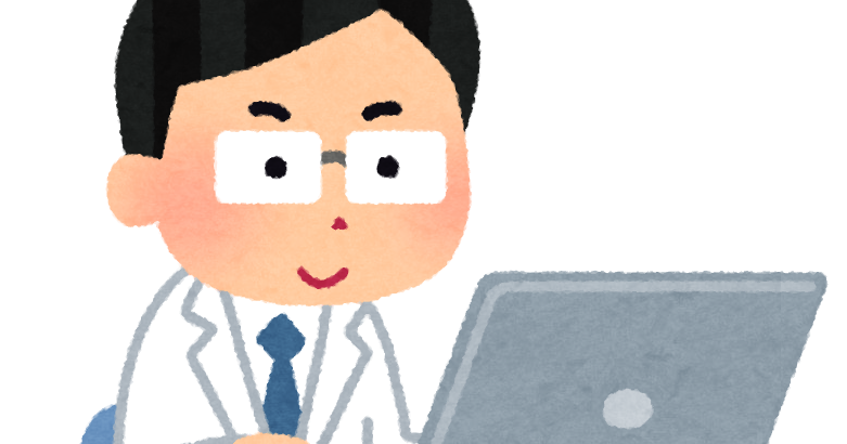 パソコンを使って働く白衣の人のイラスト 男性 かわいいフリー素材集 いらすとや