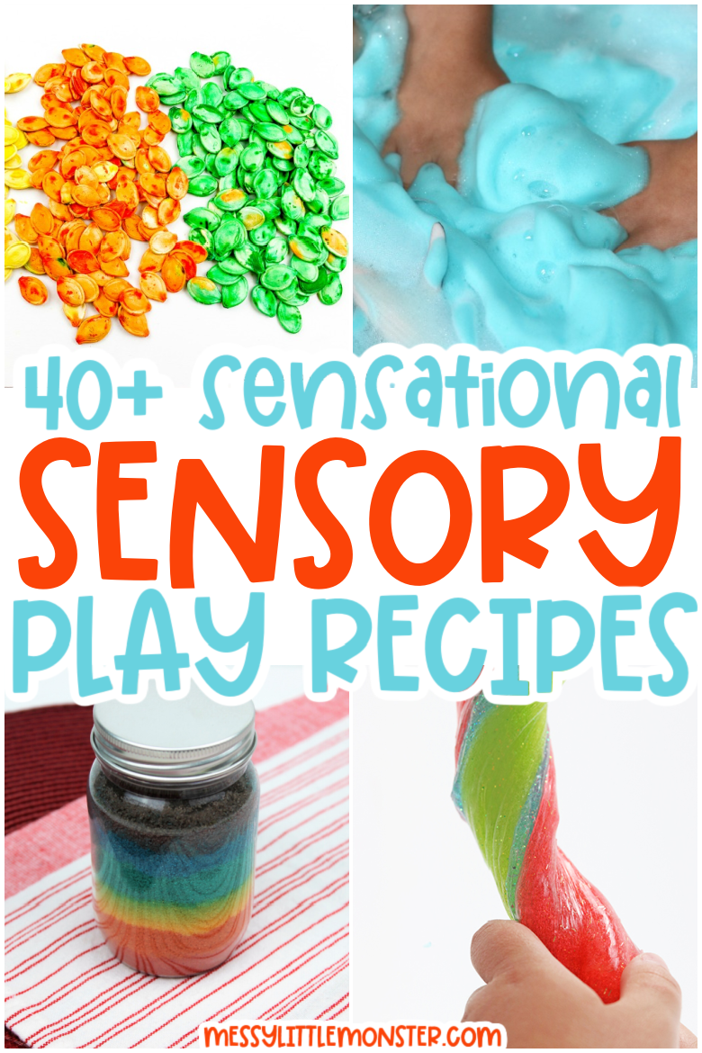 sensory play recipes for kids. messy play recipes. playdough recipes. slime recipes.