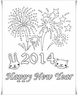 Happy New Year 2014 for Coloring