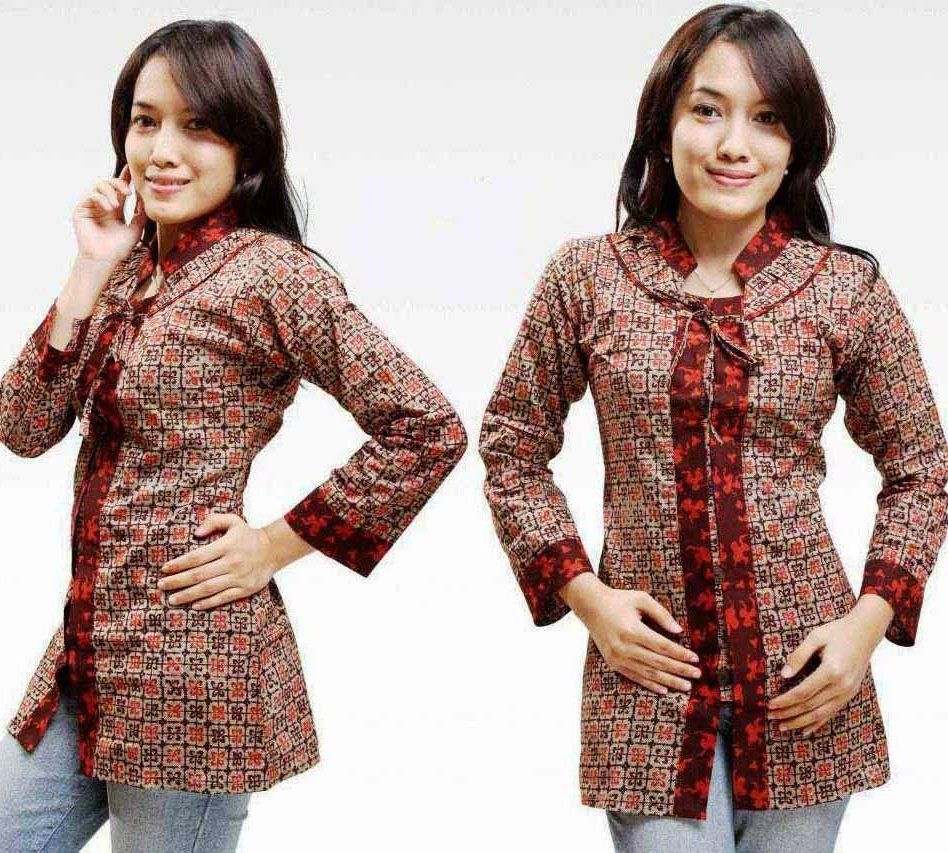  ff 31 model baju batik kantor wanita lengan panjang modern 