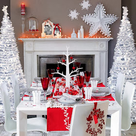 Mesa de navidad rojo y blanco