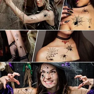 Halloween Spider Face Tattoos for Women,