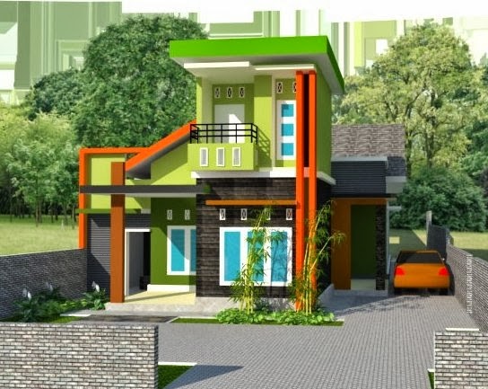 Contoh rumah minimalis warna orange