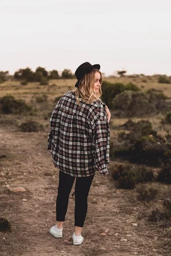 Jeans with plaid shirt