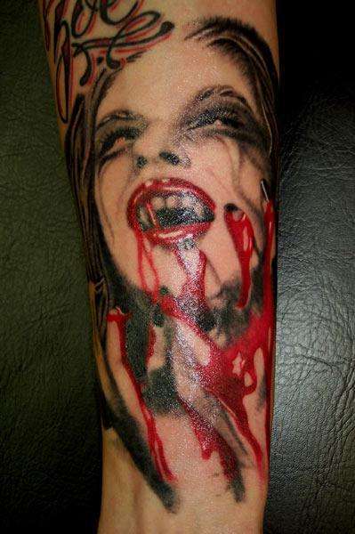 Nikole's Vampire Bites. on the wrist and inner thigh with blood drop. Tattoo