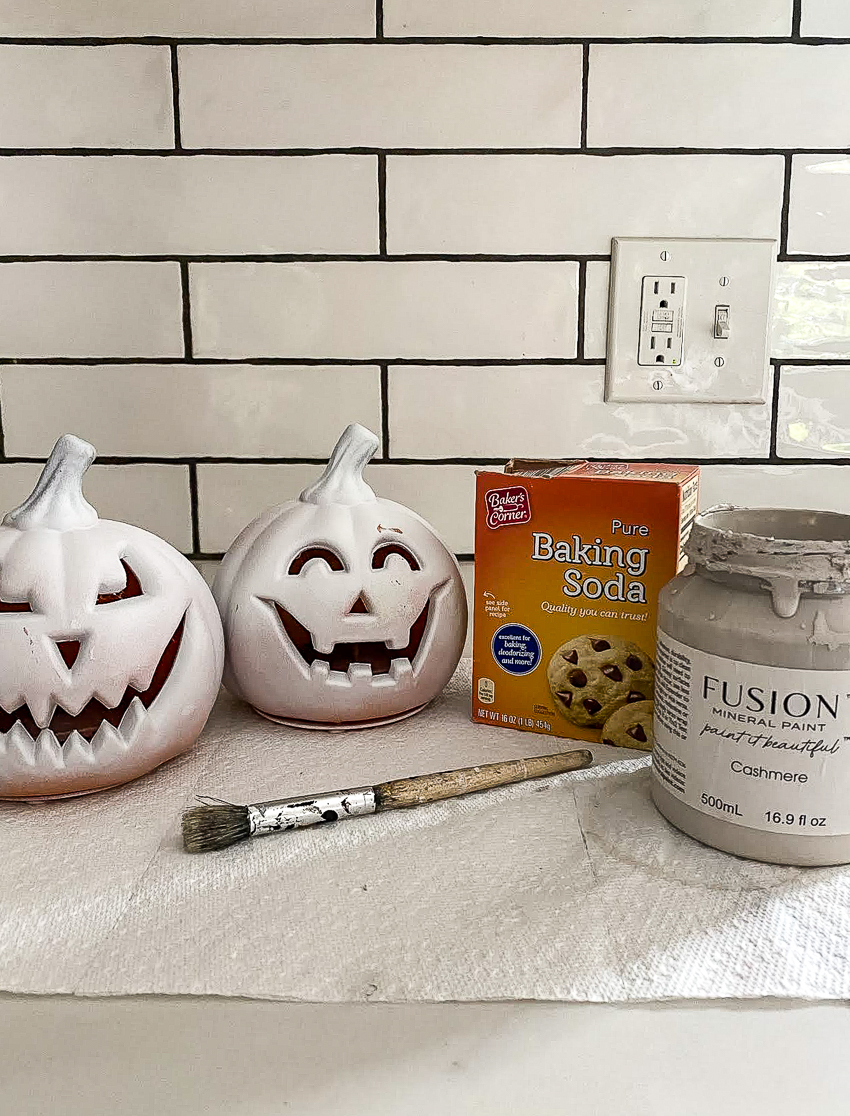 spray painted jack-o'-lanterns