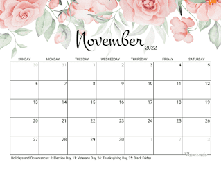 Free Printable Calendar November 2022