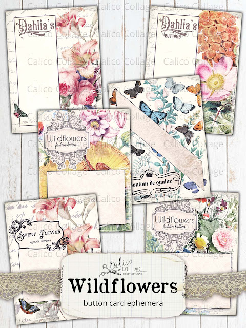 Printable Wildflower Button Cards