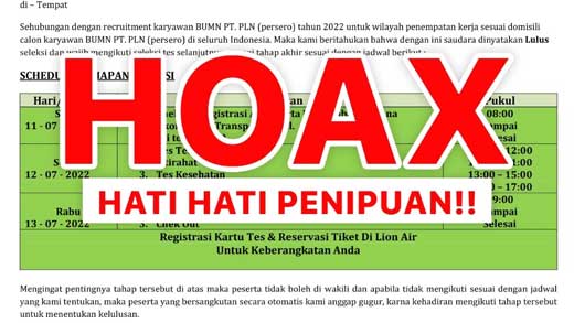 Hati-Hati Penipuan Rekrutmen Atasnamakan Pln