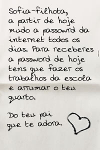 Bilhete Mudar Password Wifi do Pai Paulo para a Filha Catarina