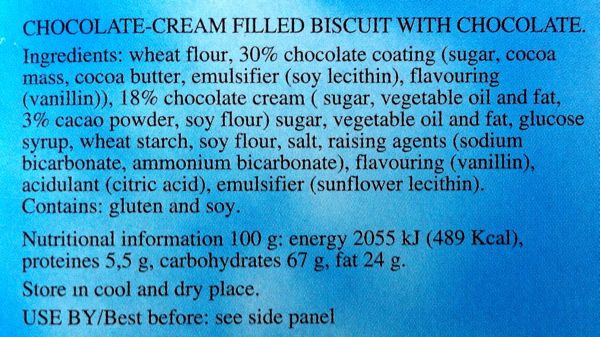 Dame Blanche Choco Cream Biscuits ingredients