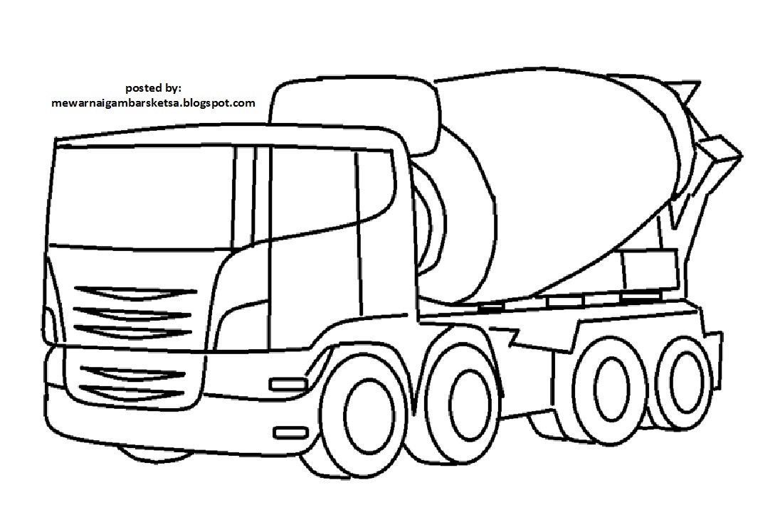 Mewarnai Gambar: Mewarnai Gambar Mobil Truk Molen 1