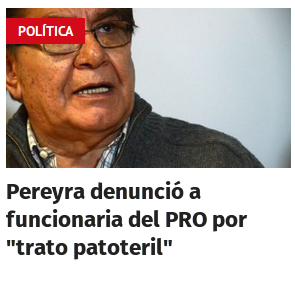 Pereyra denunció a funcionaria del PRO por "trato patoteril"