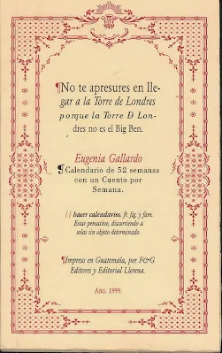 'No te apresures en llegar a la torre de Londres porque la torre de Londres no es el Big Ben', relatos de Eugenia Gallardo (fragmentos)