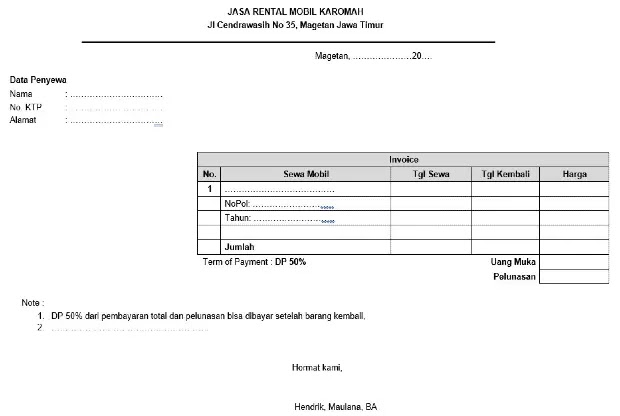 Contoh kwitansi dp jual beli mobil