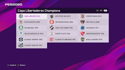 PES 2020 PS4 Option File Classic Libertadores Champions by Voitx9 & Adrian Gonzalez