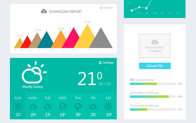 flat design ui kit to download for free