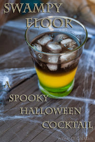 Halloween cocktail, black vodka, midori, melon liqueur, layered cocktail