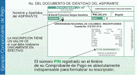 Comprobante de Pago Inscripción Universidad Nacional de Colombia