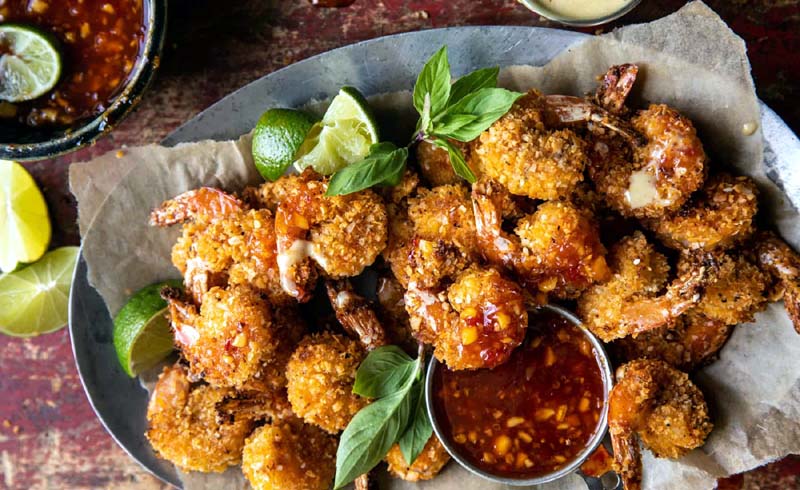 Oven-Fried Coconut Shrimp with Thai Pineapple Chili Sauce