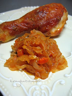 mustard-chicken-thighs-with-tomato-sour-cabbage