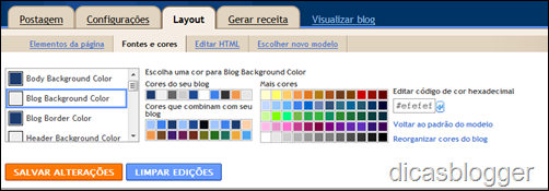 Blogger Fontes e Cores