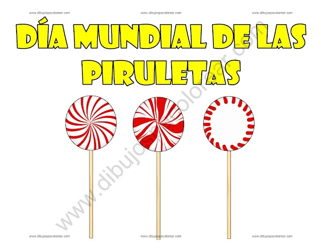 Día Mundial de las Piruletas dibujo a color y para colorear