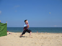 Nephew playing beach ball in 'action'