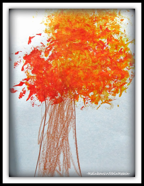 Fall Trees and Color Mixing by Very Young Children via RainbowsWithinReach