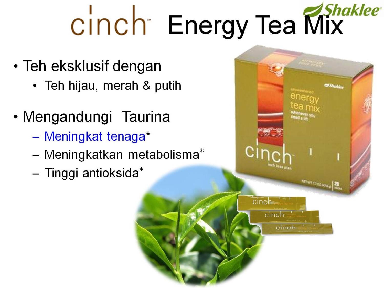 Cinch Energy Tea Mix Shaklee ~ GREEN TEA ~ Jomvitalin Agen SHAKLEE