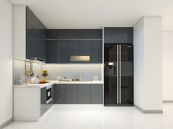 Tủ bếp gỗ Melamine An Cường cốt gỗ MDF