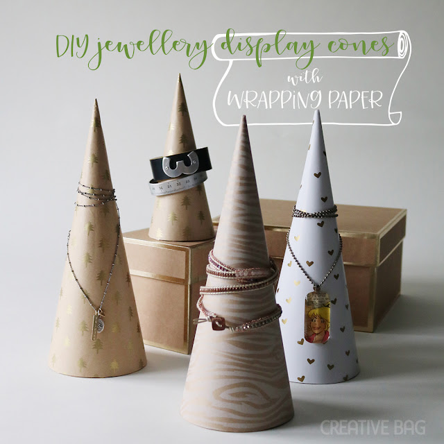 DIY jewellery display cones using wrapping paper | Creative Bag