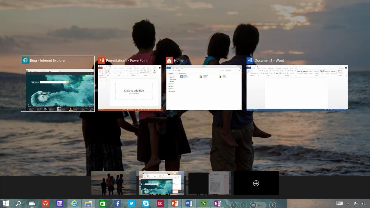 The all-new task view button in Windows 10.