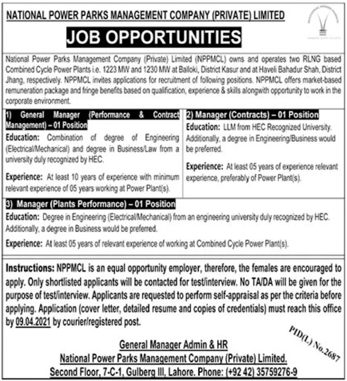 National Power Parks Company Jobs Advertisement 2021