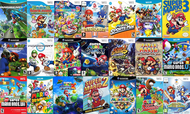 Capas agrupadas dos jogos do Mario