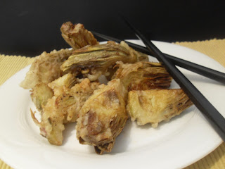 Alcachofas en tempura.