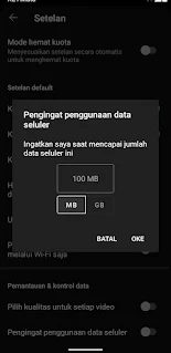 Pengingat Penggunaan Data Seluler di YouTube Android