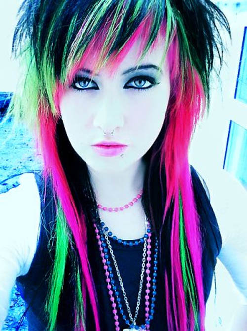 emo hair coloring ideas. pink emo hairstyles.