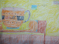 Harmony Arts Academy Drawing Classes Monday 15-July-19 Siddharth Ganesan 8 yrs Coffee cup Manmade Objects Crayons, Paper SSDP - (04) - Fourth