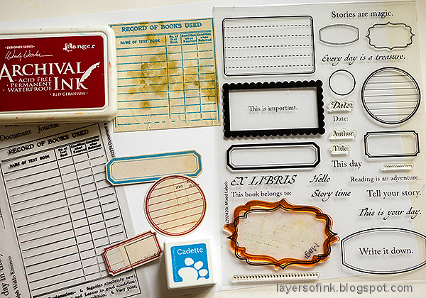 Layers of ink - Vintage Frame Canvas Tutorial by Anna-Karin Evaldsson. Stamp with Simon Says Stamp Mixed Labels.