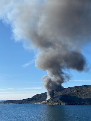 smoke from fire in Qaqortoq, Greenland