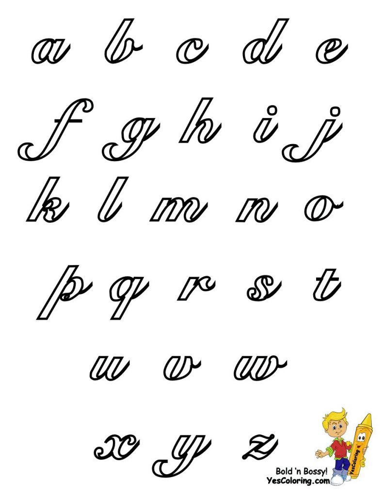 alphabet letters in cursive bubble writing formal letters