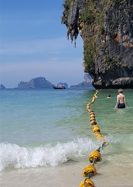 Swimming at Phra Nang Beach, Railay Peninsula, Krabi