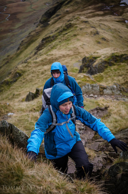 Models shot on location in the Lake District, by Tommy Martin, for Sprayway