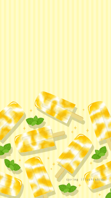 【マンゴーミルクポプシクル】夏スイーツのおしゃれでシンプルかわいいイラストスマホ壁紙/ホーム画面/ロック画面