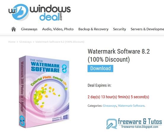 Offre promotionnelle : Watermark Software 8.2 à nouveau gratuit !