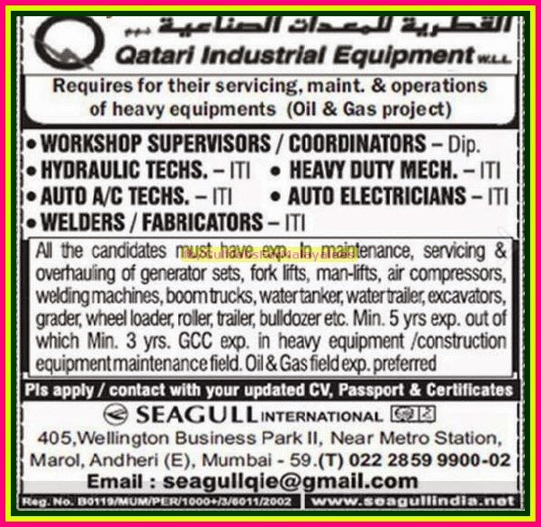 Qatari Industrial Equipment Job Vacancies for Qatar