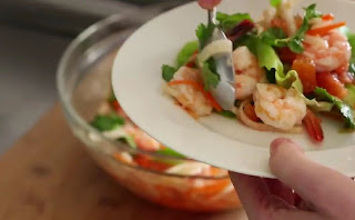Western food citrus shrimp salad